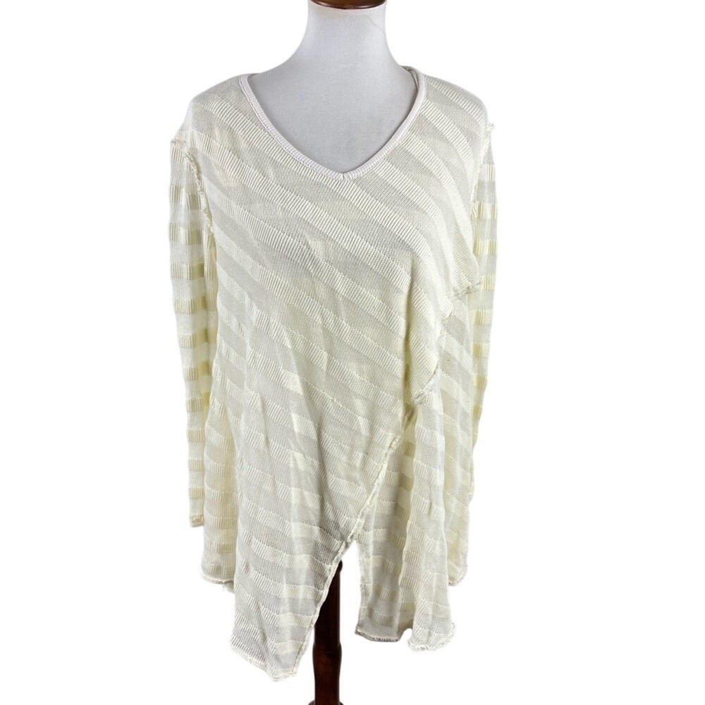 Free People We The Free Ivory Sheer Stripe Asymmetrical Tunic XS